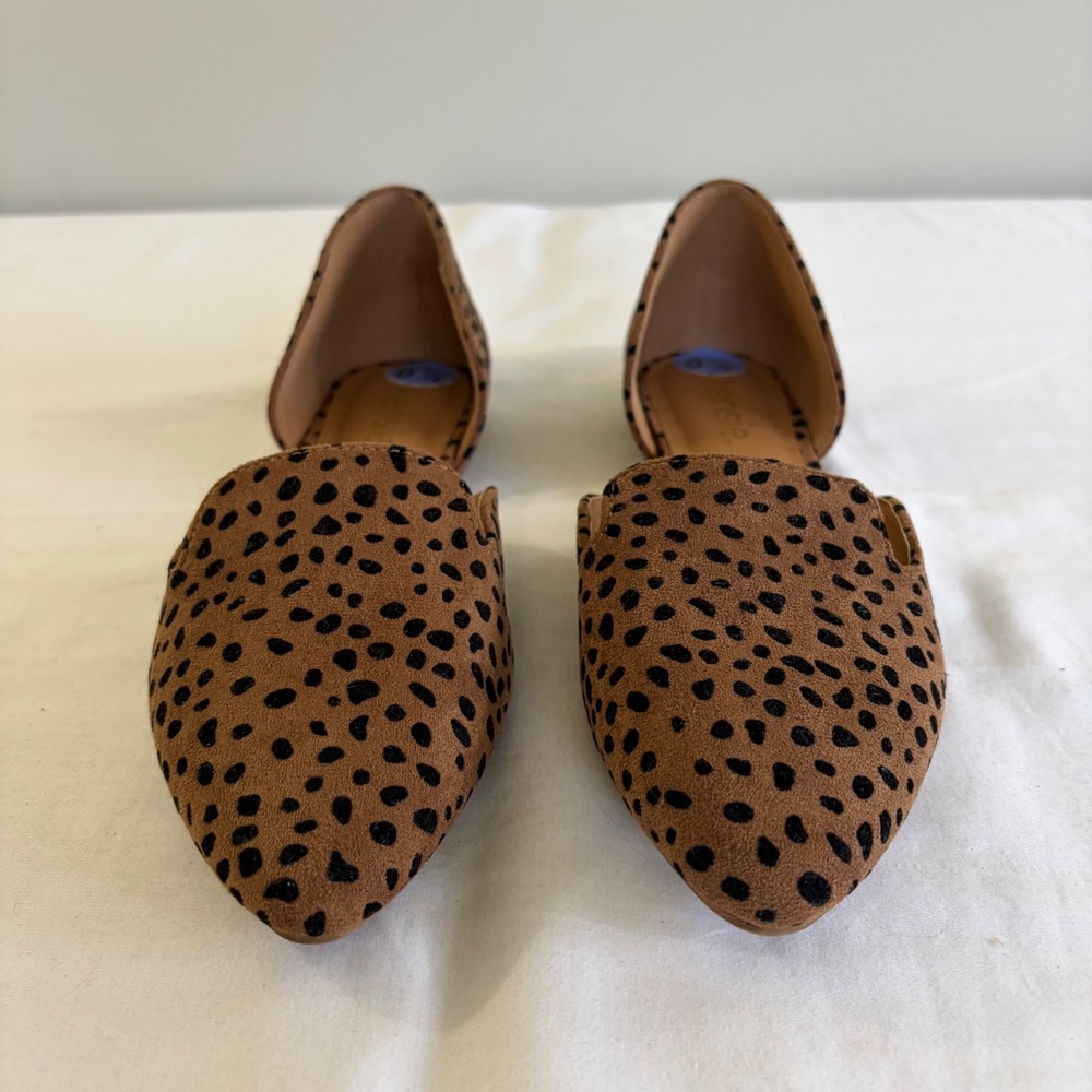 Kensie Gaby Leopard Cheetah Print d'Orsay Pointed Toe Flats Tan Black 6.5M - Picture 7 of 10
